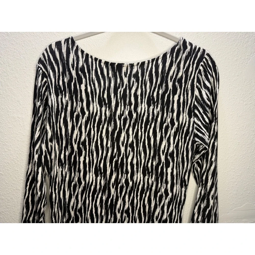 Pendleton Womens Black White Zebra Print Asymmetrical Neck Sheath Dress L